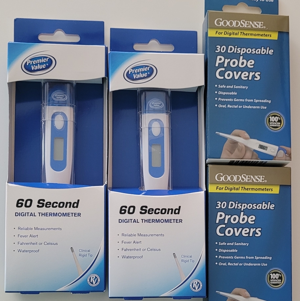 2 Digital Thermometers With 2 Boxes Probe Covers
